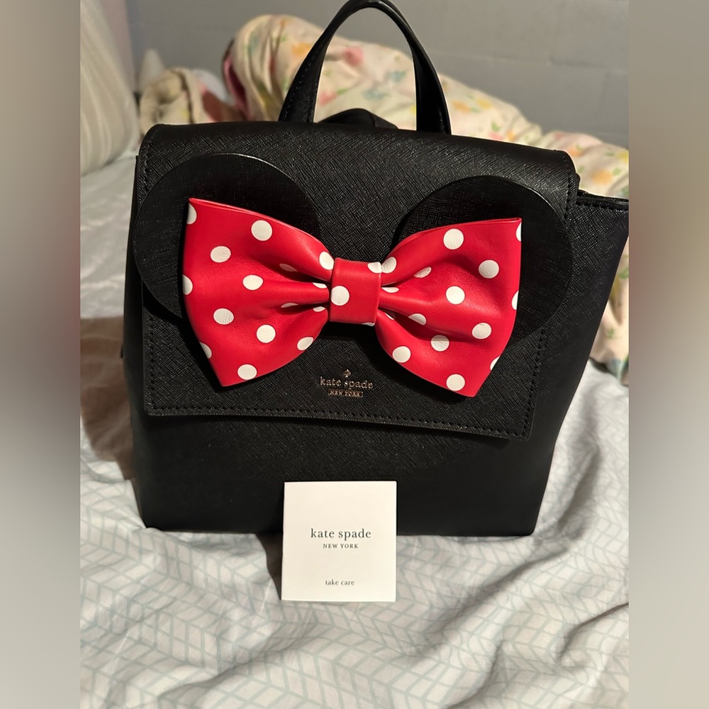 Kate Spade Disney Minnie Mouse Neema Black Backpack Red